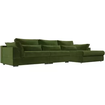 Диван угловой Пекин Long правый (микровельвет зеленый) Лига Диванов 115434