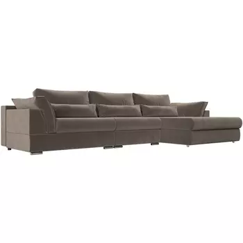 Диван угловой Пекин Long правый (велюр коричневый) Лига Диванов 115427