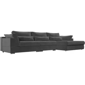 Диван угловой Пекин Long правый (велюр серый) Лига Диванов 115428