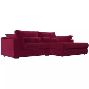 Диван угловой Пекин правый (микровельвет бордовый) Лига Диванов 115408