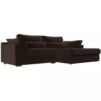 Диван угловой Пекин правый (микровельвет коричневый) Лига Диванов 115412