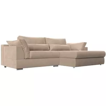 Диван угловой Пекин правый (велюр бежевый) Лига Диванов 115399