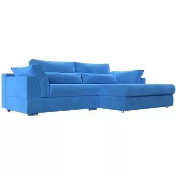 Диван угловой Пекин правый (велюр голубой) Лига Диванов 115401