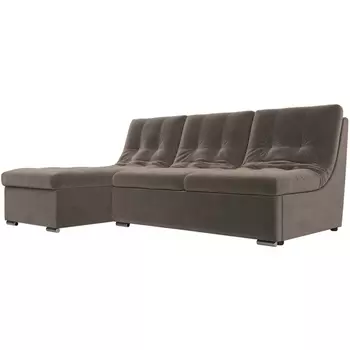 Диван угловой Релакс угол левый (велюр коричневый) Лига Диванов 114539L