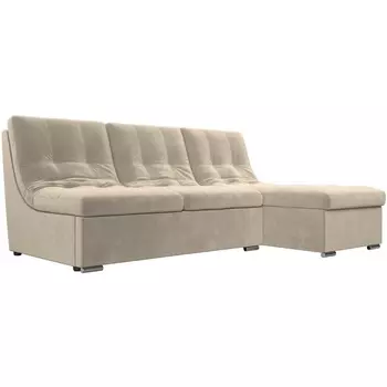 Диван угловой Релакс угол правый (микровельвет бежевый) Лига Диванов 114543