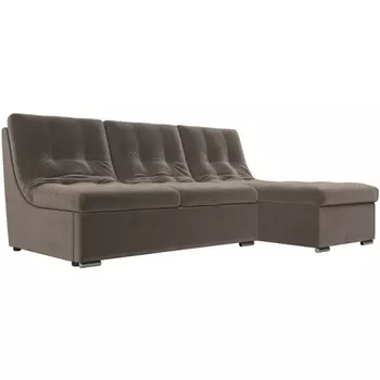 Диван угловой Релакс угол правый (велюр коричневый) Лига Диванов 114539