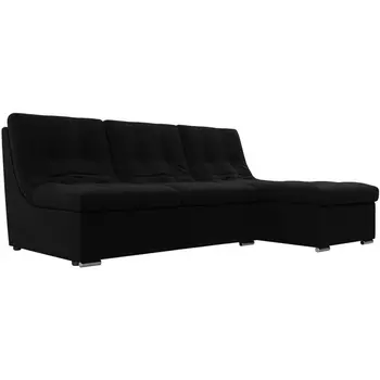 Диван угловой Релакс угол правый (вмикровельвет черный) Лига Диванов 114551