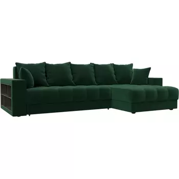 Диван угловой с декором и полкой Лига-050 НПБ Лига Диванов (Велюр) арт.128593