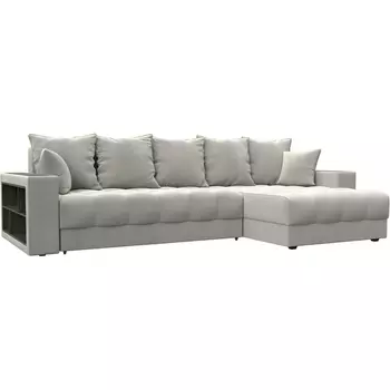 Диван угловой с декором и полкой Лига-050 НПБ Лига Диванов (Велюр) арт.128607