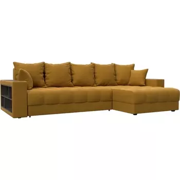 Диван угловой с декором и полкой Лига-050 НПБ Лига Диванов (Велюр) арт.128597