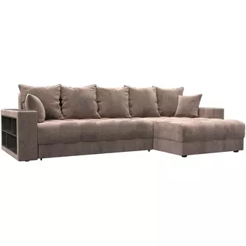 Диван угловой с декором и полкой Лига-050 НПБ Лига Диванов (Велюр) арт.128608