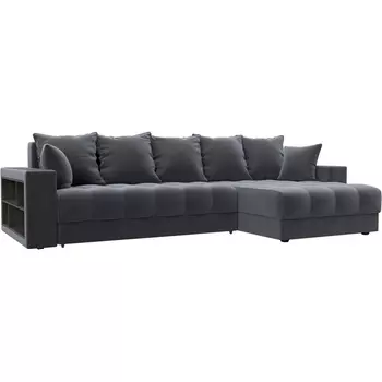 Диван угловой с декором и полкой Лига-050 НПБ Лига Диванов (Велюр) арт.128594