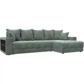 Диван угловой с декором и полкой Лига-050 НПБ Лига Диванов (Велюр) арт.128599