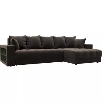 Диван угловой с декором и полкой Лига-050 НПБ Лига Диванов (Велюр) арт.128595