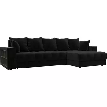 Диван угловой с декором и полкой Лига-050 НПБ Лига Диванов (Велюр) арт.128596