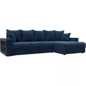 Диван угловой с декором и полкой Лига-050 НПБ Лига Диванов (Велюр) арт.128600