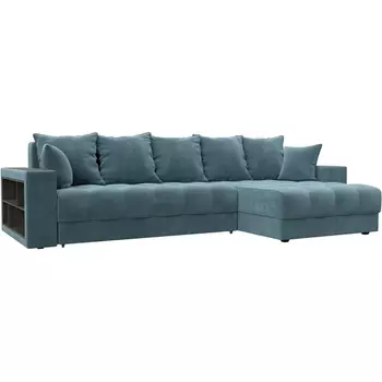 Диван угловой с декором и полкой Лига-050 НПБ Лига Диванов (Велюр) арт.128592