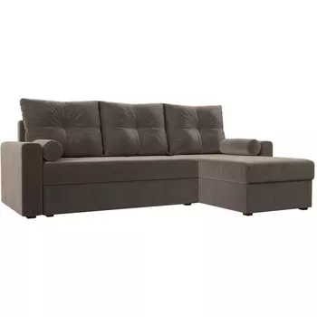 Диван угловой Верона лайт угол правый (велюр коричневый) Лига Диванов 114058