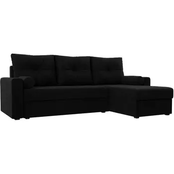 Диван угловой Верона лайт угол правый (вмикровельвет черный) Лига Диванов 114072