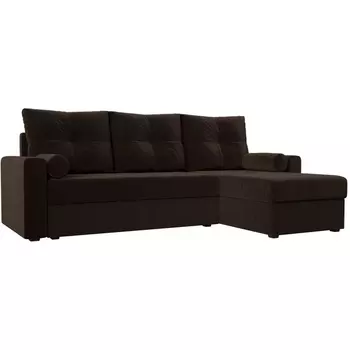 Диван угловой Верона лайт угол правый (вмикровельвет коричневый) Лига Диванов 114069