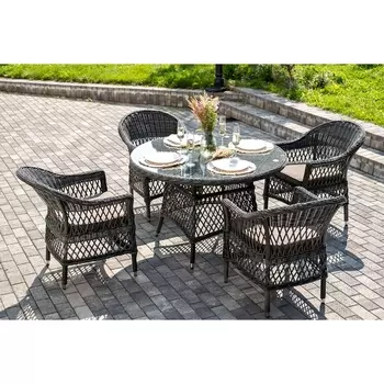 "Дольче" обеденная группа из искусственного ротанга, цвет графит 4SIS арт.УТ-00007673