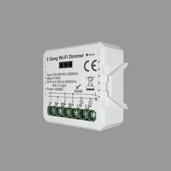 Двухканальное Wi-Fi реле-диммер с голосовым управлением и со смартфона 2 x 150 Вт Denkirs Relay RL1004-DM
