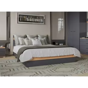 Двуспальная кровать Woodville Кассандра 160х200 дуб крафт золотой / антрацит 559200