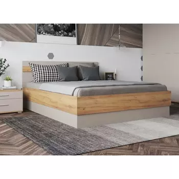 Двуспальная кровать Woodville Кассандра 160х200 дуб крафт золотой / кашемир 559201