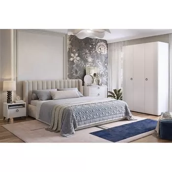 Ева Шкаф трехдверный 105.01 Mebelson (ЛДСП,ПВХ,МДФ,Металл/Светлое дерево,Белый) арт.UL.105-M.104.01.3101