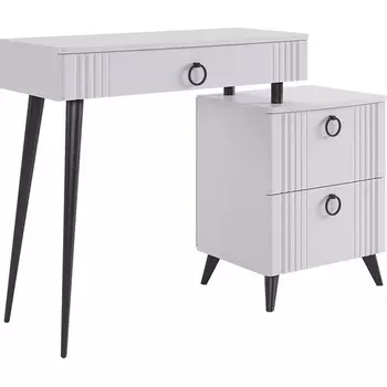 Ева Туалетный столик (без зеркала) Mebelson (ЛДСП,МДФ,ПВХ,Пластик/Светлое дерево,Белый) арт.TS-01.3101