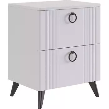 Ева Тумба прикроватная 2 Mebelson (ЛДСП,МДФ,ПВХ,Пластик/Светлое дерево,Белый) арт.TE-02.3101