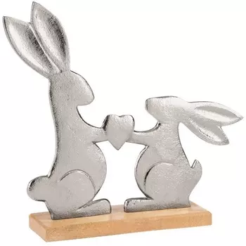 Фигурка Зайцы Eglo Amoatsy 427365 L315, B70, H285 алюминий, дерево манго, серебряный, натуральный