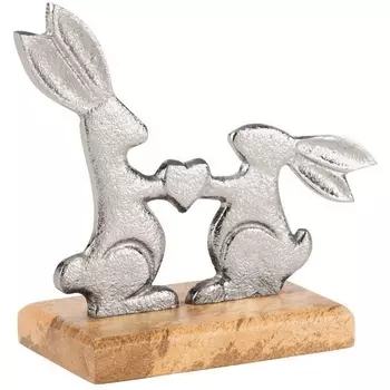 Фигурка Зайцы Eglo Amoatsy 427367 L165, B70, H153 алюминий, дерево манго, серебряный ,натуральный