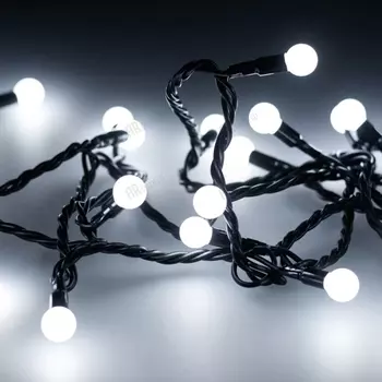 Светодиодная гирлянда ARD-BALL-CLASSIC-D13-10000-BLACK-100LED WHITE (230V, 7W) (Ardecoled, IP65) 025571