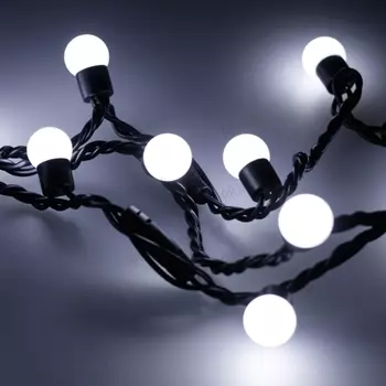 Светодиодная гирлянда ARD-BALL-CLASSIC-D17.5-10000-BLACK-100LED WHITE (230V, 7W) (Ardecoled, IP65) 025583