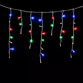 Гирлянда Бахрома 3,1 x 0,5 м Разноцветная с Мерцанием Белого Диода 220В, LED, Провод Прозрачный ПВХ, IP54 Laitcom PIL150BLW-10-2M