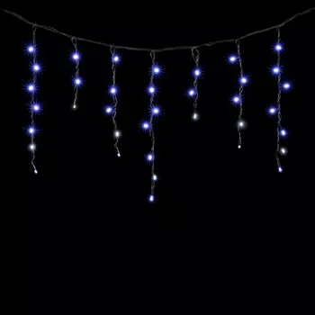Гирлянда Бахрома 3,1 x 0,5 м Синяя с Мерцанием Белого Диода 220В, LED, Провод Черный Каучук, IP65 Laitcom LL120BLW-1-2B