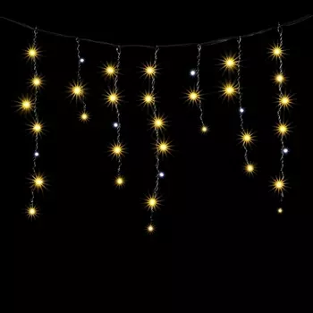 Гирлянда Бахрома 3,1 x 0,5 м Тепло-Белая с Мерцанием Белого Диода 220В, LED, Провод Черный ПВХ, IP54 Laitcom PIL150BLW-11-2WW