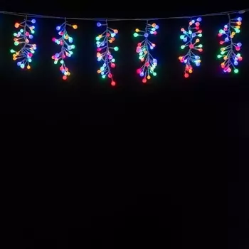 Гирлянда Бахрома Грозди Винограда 6м Разноцветная 24В, Диаметр Шарика 30мм, LED, Провод Черный ПВХ, IP54 Laitcom JY1009