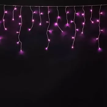 Гирлянда Бахрома на Батарейках 3 х 0,5 м Фиолетовая, LED, Провод Прозрачный Силикон, IP65 Laitcom ECC100-10-8BP