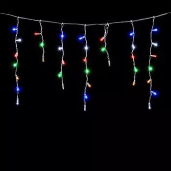 Гирлянда Бахрома с Калпочком 3,1 x 0,5 м Разноцветная Мерцанием Белого Диода 220В, LED, Провод Прозрачный ПВХ, IP65 Laitcom PIL120BLWCAP-10-2M