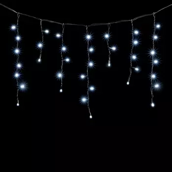 Гирлянда Бахрома с Колпачком 3,1 x 0,5 м Белая Мерцанием Белого Диода 220В, LED, Провод Черный ПВХ, IP65 Laitcom PIL120BLWCAP-11-2W