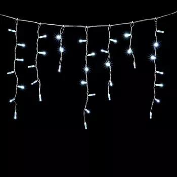 Гирлянда Бахрома с Колпачком 3,1 x 0,5 м Белая Мерцанием Белого Диода 220В, LED, Провод Прозрачный ПВХ, IP65 Laitcom PIL120BLWCAP-10-2W