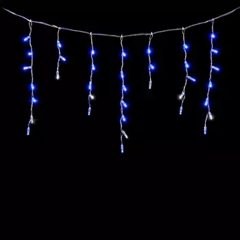 Гирлянда Бахрома с Колпачком 4,9 x 0,5 м Синяя Мерцанием Белого Диода 220В, LED, Провод Прозрачный ПВХ, IP65 Laitcom PIL200BLWCAP-10-2B