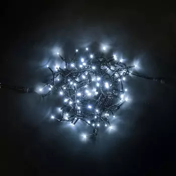 Гирлянда Нить 10м Белая 24В, LED, Провод Черный ПВХ, IP54 Laitcom Нити (на ёлку) PST100-11-1W