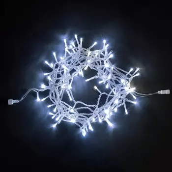Гирлянда Нить 10м Белая с Мерцанием Белого Диода 220В, LED, Провод Прозрачный ПВХ, IP54 Laitcom Нити (на ёлку) PST100BLW-10-2W