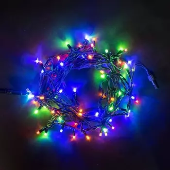 Гирлянда Нить 10м Разноцветная 220В, LED, Провод Черный Каучук, IP65 Laitcom Нити (на ёлку) LL75-1-2M