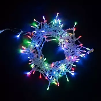 Гирлянда Нить 10м Разноцветная 24В, LED, Провод Прозрачный ПВХ, IP54 Laitcom Нити (на ёлку) PST100-10-1M