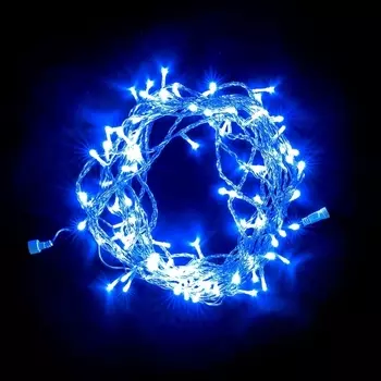 Гирлянда Нить 10м Синяя 220В, LED, Провод Прозрачный ПВХ, IP54 Laitcom Нити (на ёлку) PST100-10-2B