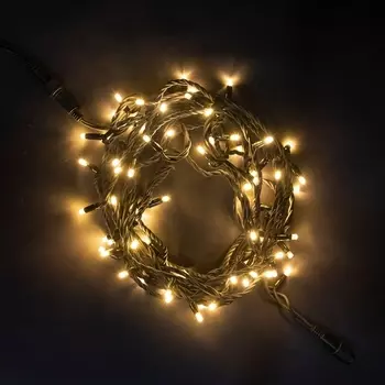 Гирлянда Нить 10м Тепло-Белая 220В, LED, Провод Черный Каучук, IP65 Laitcom Нити (на ёлку) LL75-1-2WW